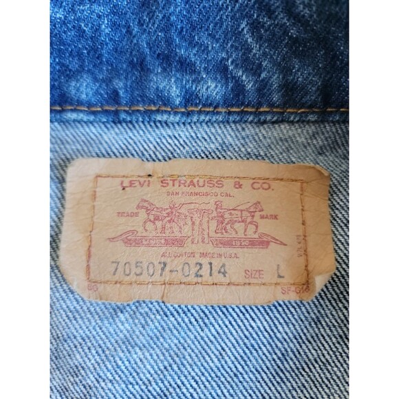 Levis Mens L Jean Jacket Trucker 70507 0214 Dark Blue VTG Retro USA Work EUC - Picture 2 of 16